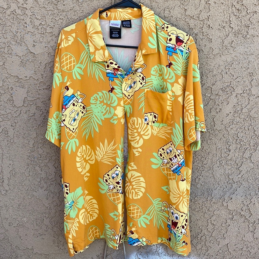 SpongeBob SquarePants Tropical Short Sz XL Button Down